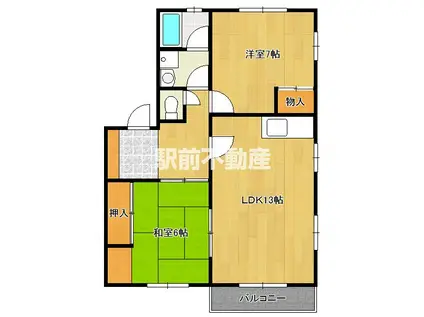 ヴァンベール瀬高I(2LDK/2階)の間取り写真