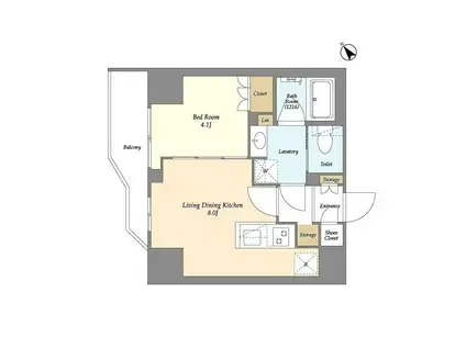 ルジェンテ・バリュ上野根岸(1LDK/5階)の間取り写真