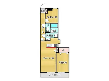 ピアコート越谷(2LDK/4階)の間取り写真