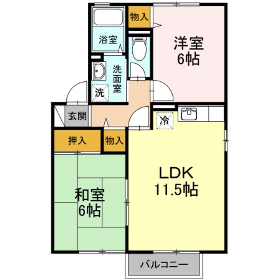 セジュールNANBA(2LDK/2階)の間取り写真