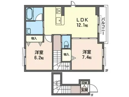エクラシエ ガーデンズ(2LDK/2階)の間取り写真