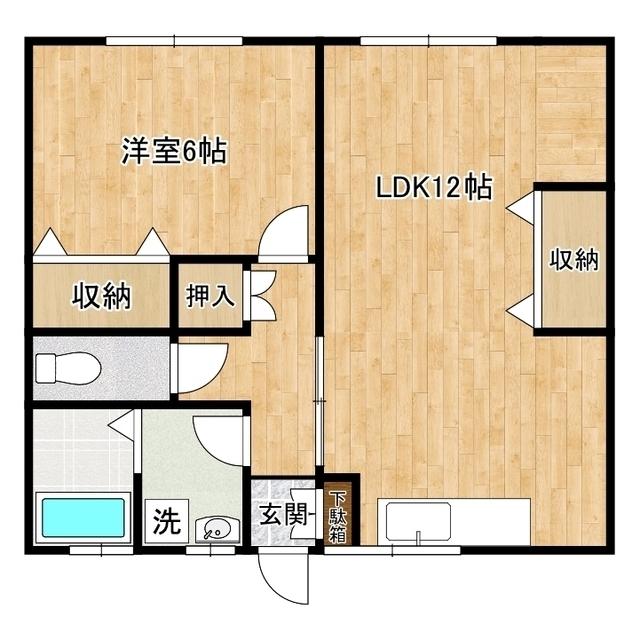 ヴァンベール(1LDK/1階)の間取り写真