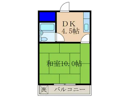 吉川ハイツ(1DK/2階)の間取り写真