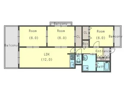 カロン・シャトー(3LDK/4階)の間取り写真