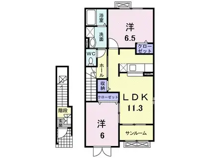 フォーシーズン(2LDK/2階)の間取り写真