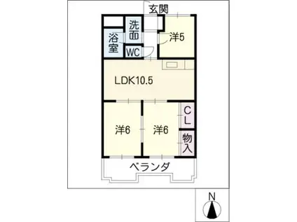 グランドール矢田(3LDK/2階)の間取り写真