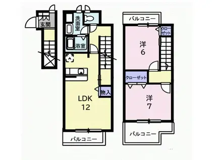 グレースハイツ(2LDK/2階)の間取り写真