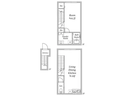 プライムガーデン桜新町(1LDK/2階)の間取り写真