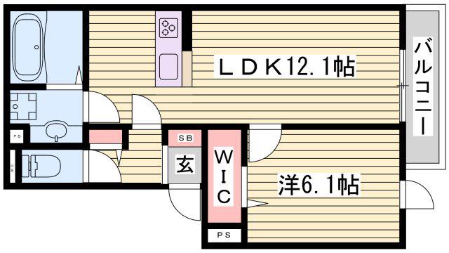 YKメゾン舞子台(1LDK/1階)の間取り写真