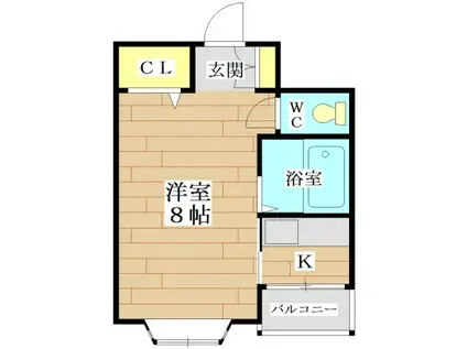 コーポ松下(1K/2階)の間取り写真