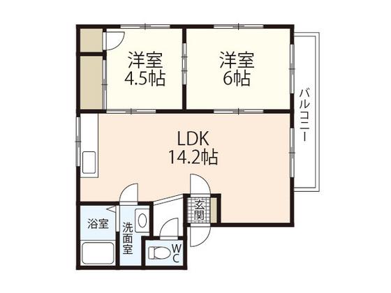 プレジール小林A(2LDK/1階)の間取り写真