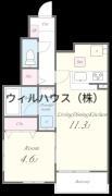 サニーハウス(1LDK/1階)の間取り写真