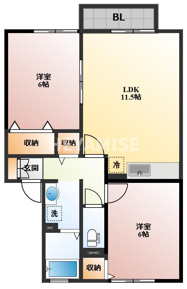 スカイコート大村 I(2LDK/2階)の間取り写真