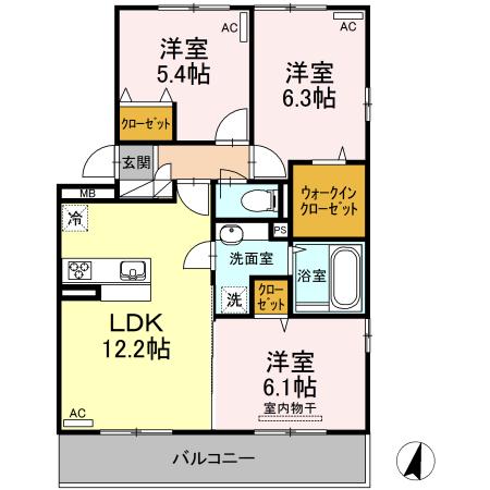ウエスト ヴィレッジIII(3LDK/3階)の間取り写真