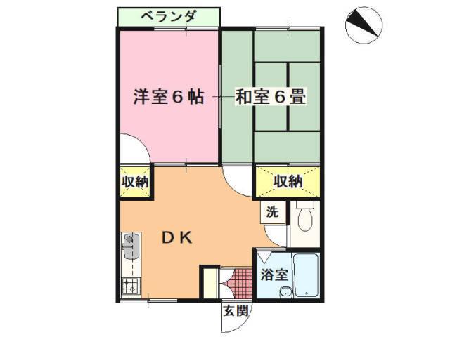 ヴィラ澤友(2DK/2階)の間取り写真