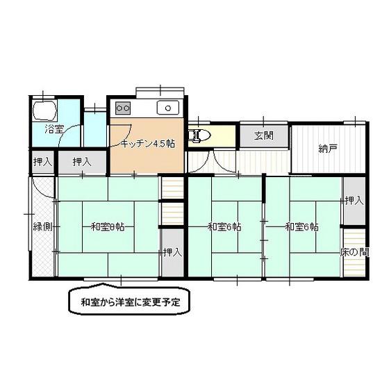 喜多アパート(3SK/1階)の間取り写真