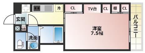 ノーブル阿倍野(1K/1階)の間取り写真