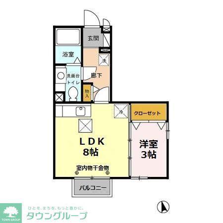 フォンテーヌ I(1LDK/1階)の間取り写真