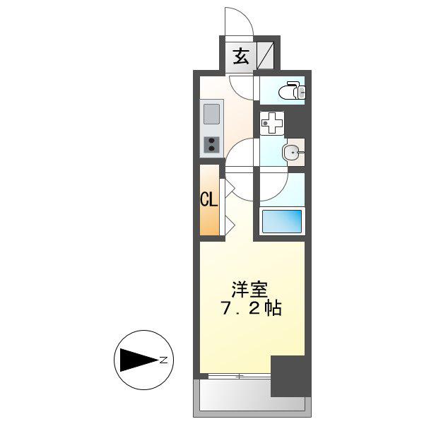 ワールドアイ名古屋城北(1K/13階)の間取り写真
