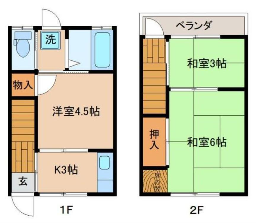 橋本アパート(3K/1階)の間取り写真