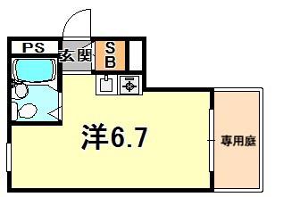 ジョイフル中山手(1K/1階)の間取り写真