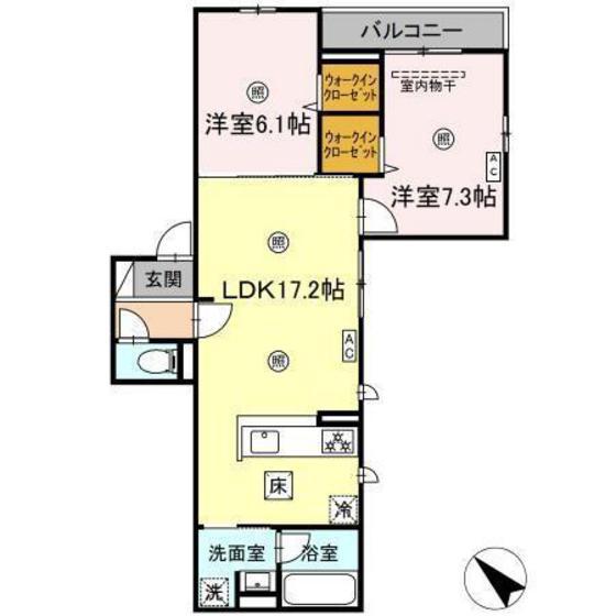 GRANCHIO南蟹屋(2LDK/1階)の間取り写真