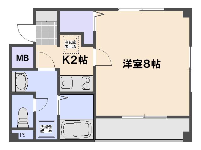 ラージ・ウエスト(1K/1階)の間取り写真