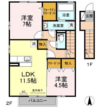 CASA VIVACE(2LDK/2階)の間取り写真