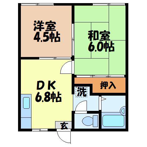 エステートサトウⅡ(2DK/1階)の間取り写真