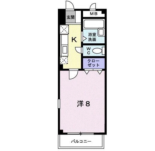 ペンサミエント(1K/1階)の間取り写真
