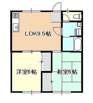 木ノ山グリーンハウス(2LDK/2階)の間取り写真