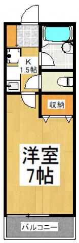 ティーコートまい(1K/1階)の間取り写真