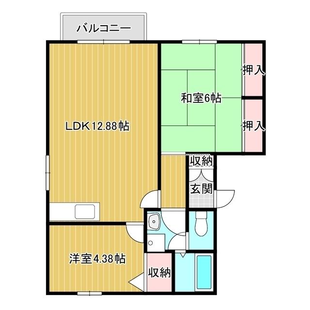 飯野ハイツC棟(3DK/1階)の間取り写真