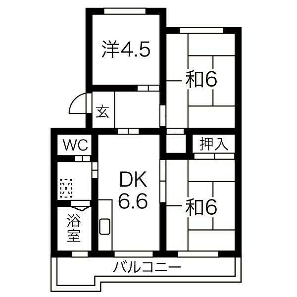 コーポのぐろ(3DK/1階)の間取り写真