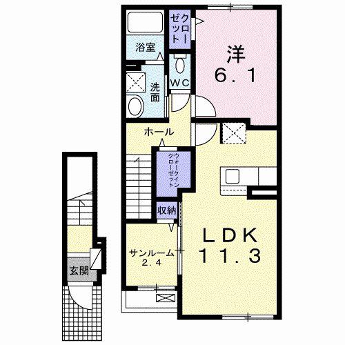 クレールコンドウ(1LDK/2階)の間取り写真