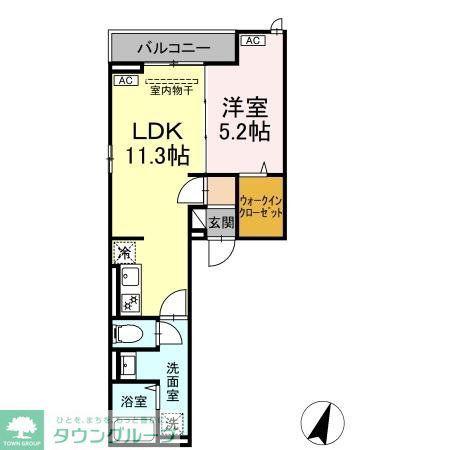 D-ROOM万町II(1LDK/3階)の間取り写真