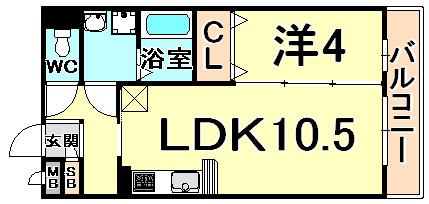 ナイスコート1(1LDK/3階)の間取り写真