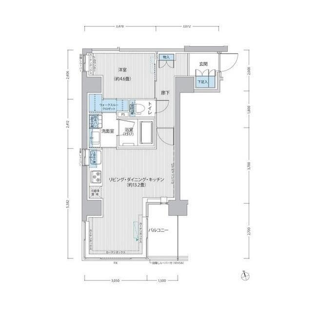 RODIA日本橋茅場町(1LDK/1階)の間取り写真