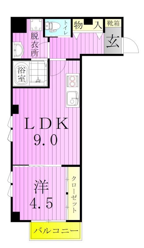 レーヴKJ(1LDK/2階)の間取り写真