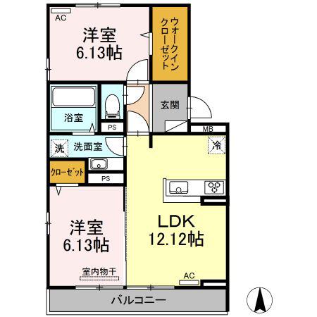 チェリーコートIII(2LDK/3階)の間取り写真