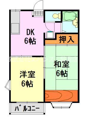 フローラルA(2DK/2階)の間取り写真