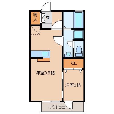 カサヴェルデ弐番館(1LDK/1階)の間取り写真