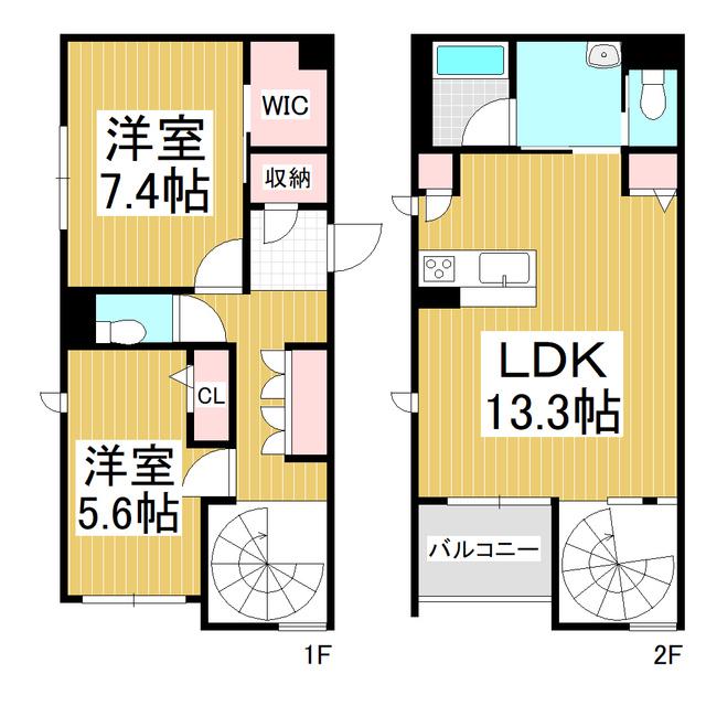 ブリューテ並柳(2LDK/1階)の間取り写真