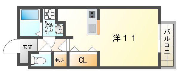 MONTAGNE(ワンルーム/2階)の間取り写真