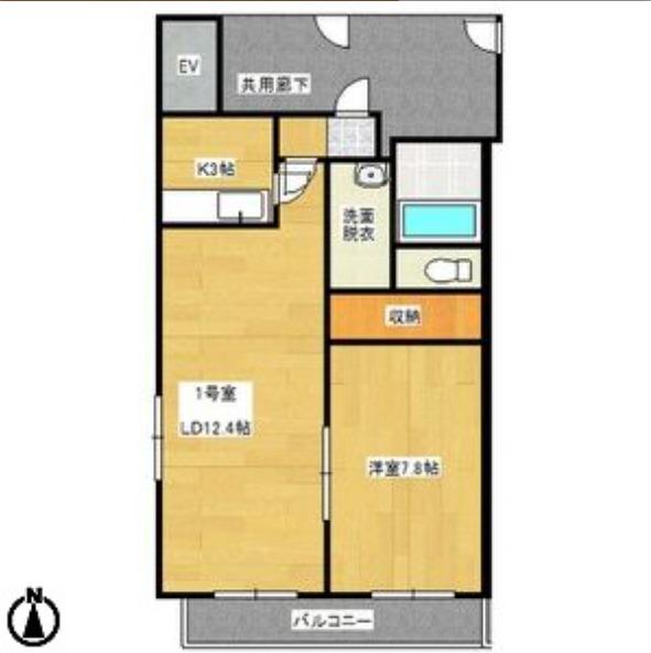 フェバリット弐番館(1LDK/4階)の間取り写真