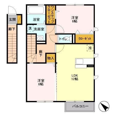ロイヤルガーデンKIRINOKI II(2LDK/2階)の間取り写真