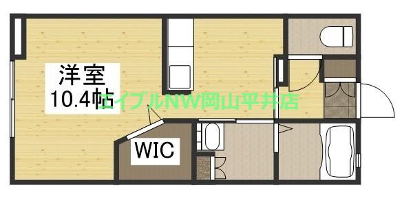 PRONUBE関A(1K/1階)の間取り写真