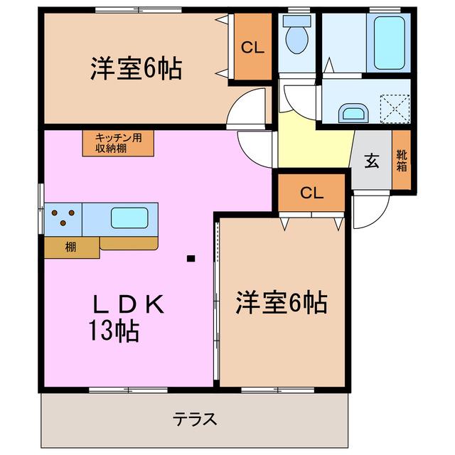 ハムレット94(2LDK/1階)の間取り写真
