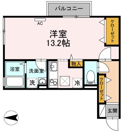 エクセレントONEB棟(ワンルーム/1階)の間取り写真