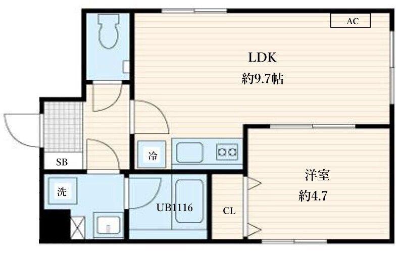 ALATO森下II(1LDK/4階)の間取り写真